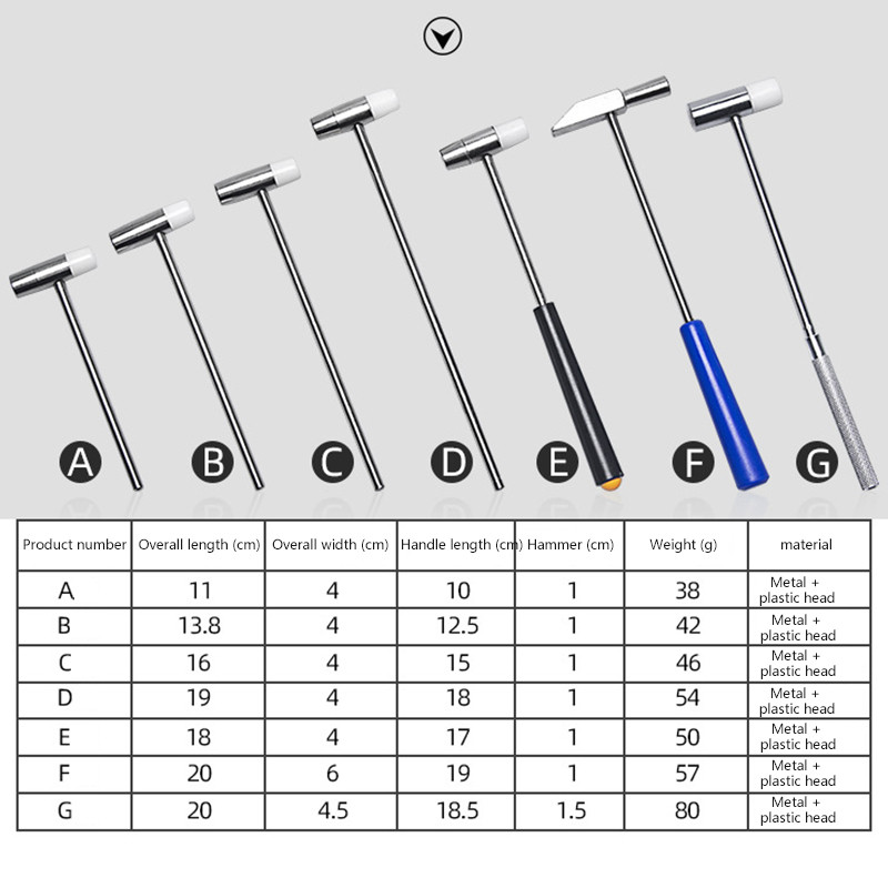 Kellatööriista haamer, metallist pehme ja kõva kaheotstarbeline kummipeaga vasar, kella hooldustööriist