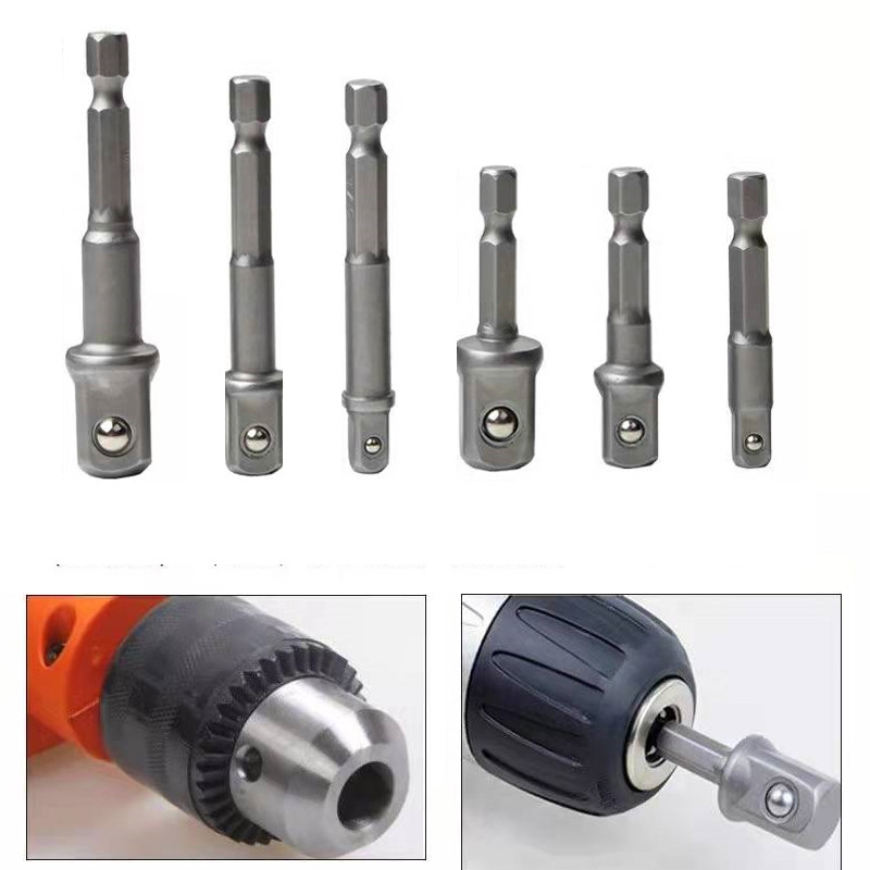 3 tk/komplekt kroom-vanadiumterasest pistikupesa adapter kuuskantvars 1/4" 3/8" 1/2" pikenduspuuriterad, lati kuuskantpeakomplekt, võimas universaalne tööriist