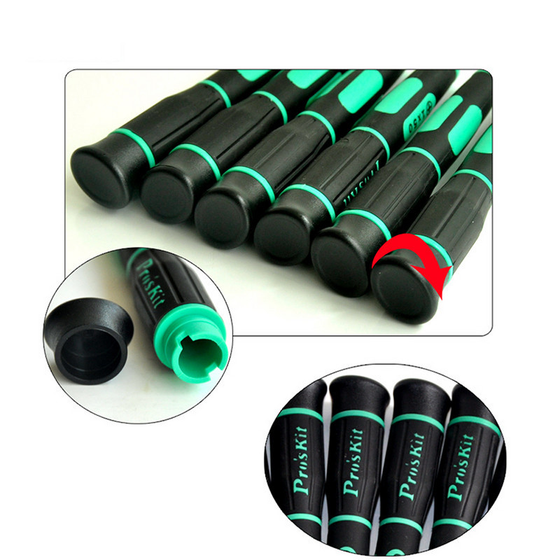 Pro'sKit SD-081 seeria täppiskruvikeeraja libisemisvastane käepide, mis sobib arvuti mobiilseadmete elektroonilise käsitööparandustööriistaga