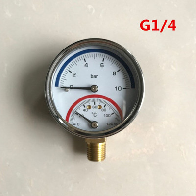 10 baari temperatuurimõõtur G1/4 G1/2 keermega 2-ühes termomeeter monitor 0-120C roostevabast terasest vaakumrõhumõõtur
