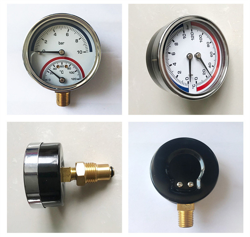 10 baari temperatuurimõõtur G1/4 G1/2 keermega 2-ühes termomeeter monitor 0-120C roostevabast terasest vaakumrõhumõõtur
