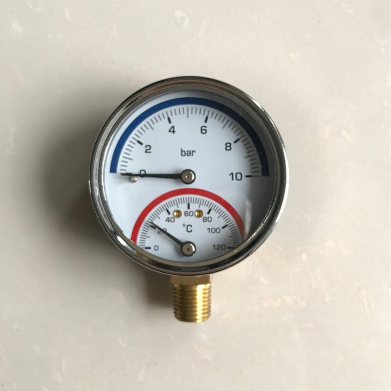 10 baari temperatuurimõõtur G1/4 G1/2 keermega 2-ühes termomeeter monitor 0-120C roostevabast terasest vaakumrõhumõõtur