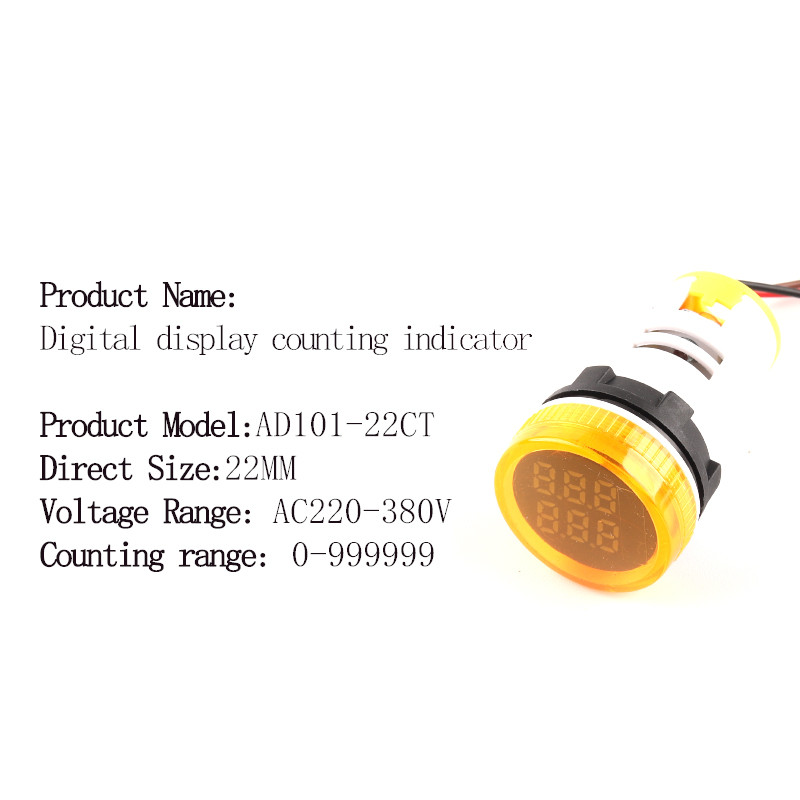 Mini Led okrugli kvadratni digitalni brojač 22MM 6 znamenki 0-999999 AC 220V-380V Elektronički zbrojnik signala Panel brojač