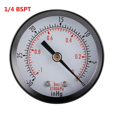 0~-30inHg 0~-1bar 50mm Átmérő 1/4 1/8 BSPT Vákuumnyomásmérő Levegőnyomásmérő Olajnyomásmérő