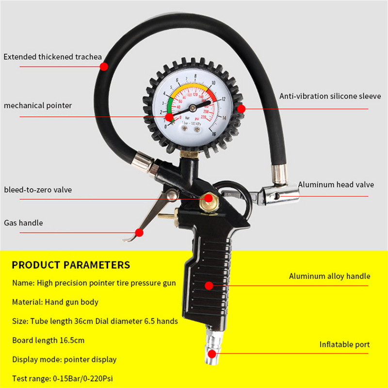 0-15bara 0-220PSI mjerač tlaka zraka precizni univerzalni mjerač tlaka u automobilskim gumama na napuhavanje s digitalnim zaslonom mjerač tlaka u gumama