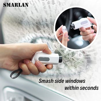 Надграждане на SMARLAN Безопасен чук за автомобилен ключодържател Нож Животоспасяващ нож за предпазен колан Чупещо стъкло на страничния прозорец 2021 г. Нов дизайн