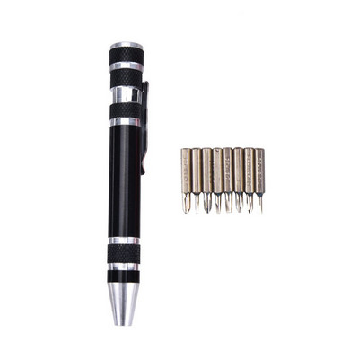 Multifunktsionaalne kruvikeeraja tööriistapliiats alumiiniumsulamist kruvikeeraja 8-ühes täppiskomplekt Mugavad remonditööriistad Multifunktsionaalne remont