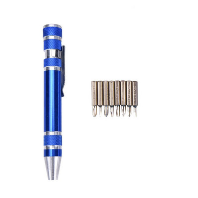 Multifunktsionaalne kruvikeeraja tööriistapliiats alumiiniumsulamist kruvikeeraja 8-ühes täppiskomplekt Mugavad remonditööriistad Multifunktsionaalne remont