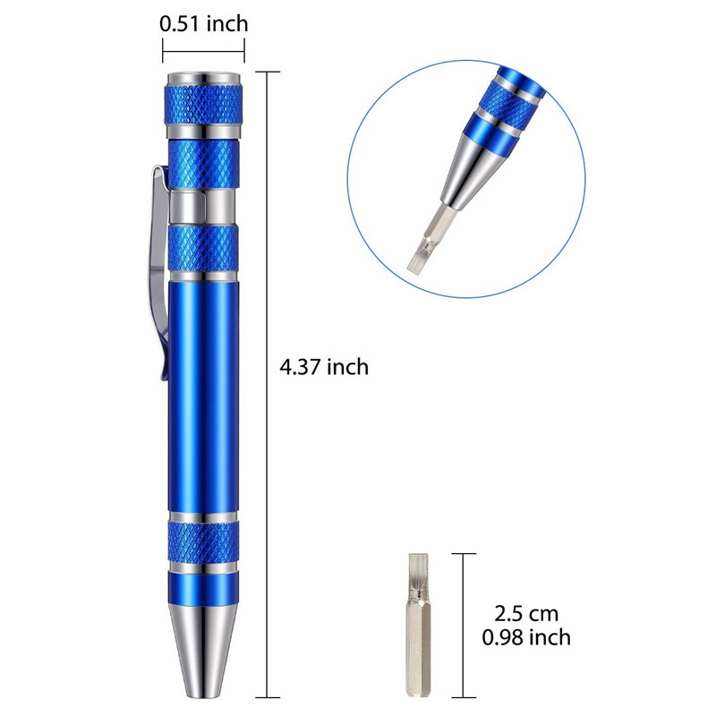 Multifunktsionaalne kruvikeeraja tööriistapliiats alumiiniumsulamist kruvikeeraja 8-ühes täppiskomplekt Mugavad remonditööriistad Multifunktsionaalne remont