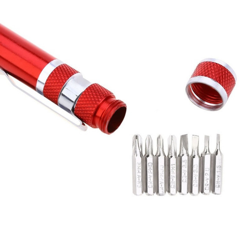 Multifunktsionaalne kruvikeeraja tööriistapliiats alumiiniumsulamist kruvikeeraja 8-ühes täppiskomplekt Mugavad remonditööriistad Multifunktsionaalne remont