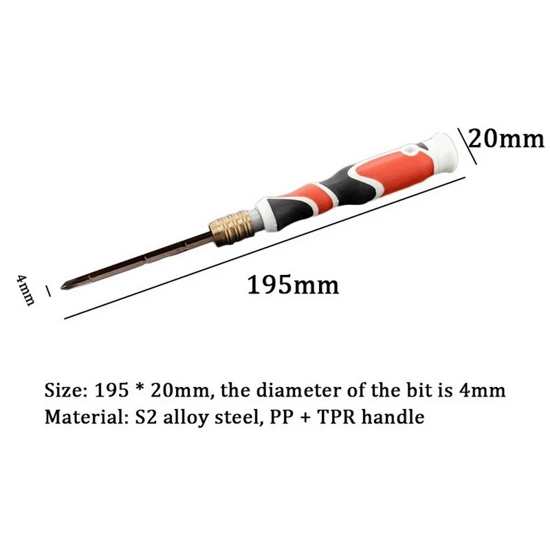 1 kom 4 mm podesivi dvonamjenski odvijač s križnim i prorezima, višenamjenski uvlačivi odvijač za uredski dom