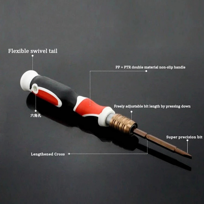 1 kom 4 mm podesivi dvonamjenski odvijač s križnim i prorezima, višenamjenski uvlačivi odvijač za uredski dom