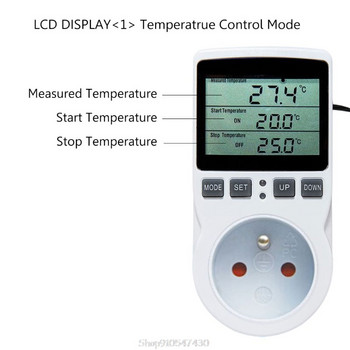 Мултифункционален термостат Цифров регулатор на температурата Гнездо Изход с превключвател на таймера Сензорна сонда Отопление Охлаждане 16A D31 20