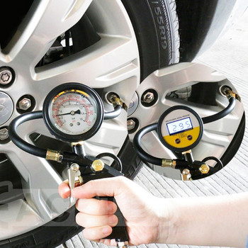 Манометър за налягане в гумите LCD дисплей Манометър за автомобилни гуми за камион, автомобил, мотоциклет, велосипед Резолюция 0,1 бара