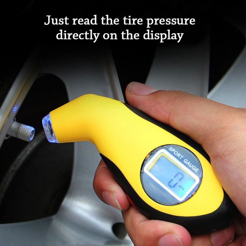 Pārnēsājams LCD digitālais 0-150 PSI aizmugurgaismots riepu riepu testera manometra barometra rīks automašīnu motociklam KPA BAR gaisa spiediena mērītājs