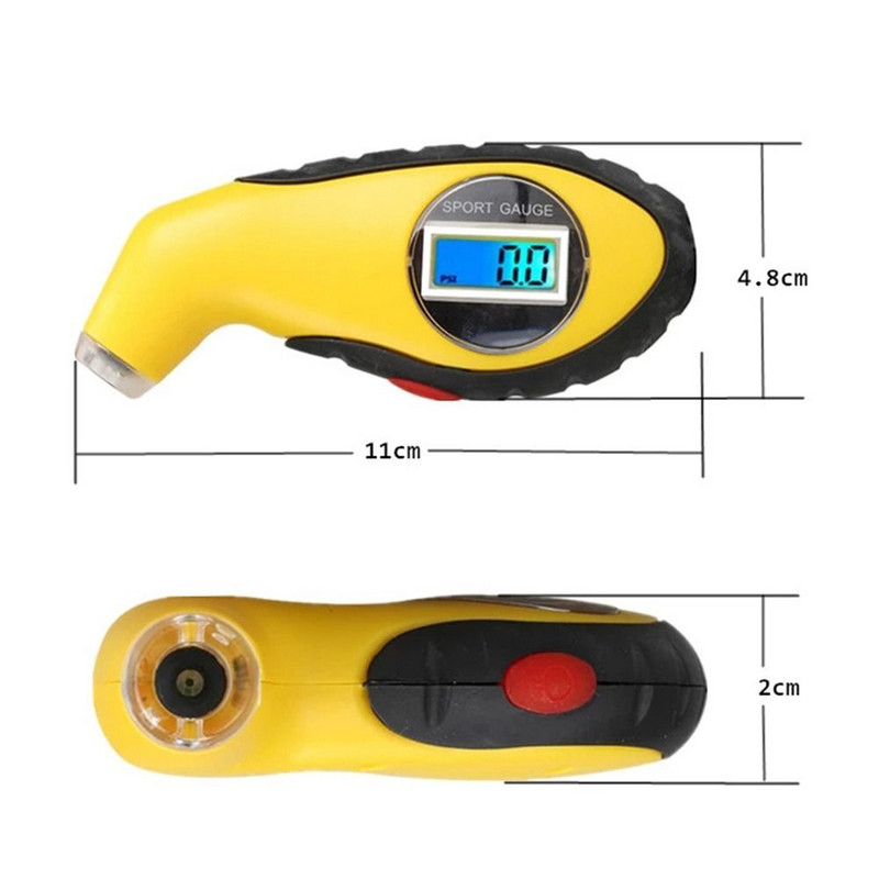 Pārnēsājams LCD digitālais 0-150 PSI aizmugurgaismots riepu riepu testera manometra barometra rīks automašīnu motociklam KPA BAR gaisa spiediena mērītājs