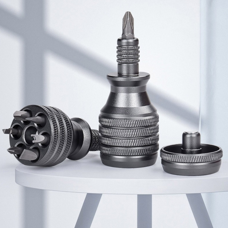 Mini csavarhúzó titán csavarhúzóhoz 1/4 hüvelykes mágneses csavarhúzó 7 az 1-ben S2 ötvözött acél fúrószár EDC otthoni javítószerszám