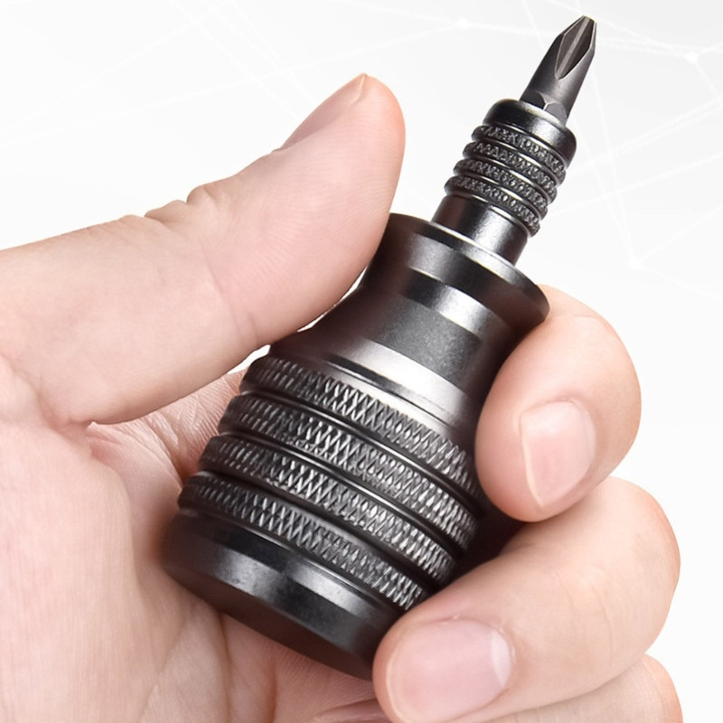 Mini csavarhúzó titán csavarhúzóhoz 1/4 hüvelykes mágneses csavarhúzó 7 az 1-ben S2 ötvözött acél fúrószár EDC otthoni javítószerszám