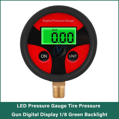 1/4 1/8 200 PSI digitalni mjerač tlaka u gumama LCD pozadinsko osvjetljenje LED digitalni mjerač tlaka u gumama mjerač tlaka za auto tester tlaka