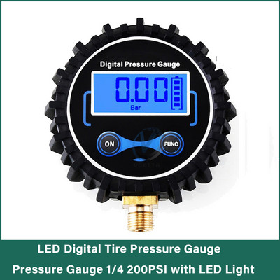1/4 1/8 200 PSI digitalni mjerač tlaka u gumama LCD pozadinsko osvjetljenje LED digitalni mjerač tlaka u gumama mjerač tlaka za auto tester tlaka