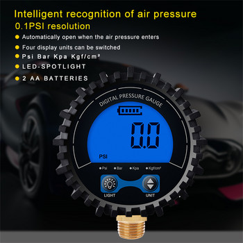 3-255PSI Ψηφιακός μετρητής πίεσης ελαστικού ελαστικού Μανόμετρο LCD Μανόμετρο πίεσης Οθόνη Οπίσθιος φωτισμός LED για μοτοσικλέτα φορτηγού αυτοκινήτου