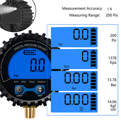 Manometru digital de presiune a aerului din anvelope, 3-255PSI, manometru LCD, display LCD, iluminare de fundal cu LED pentru mașină, camion, motocicletă