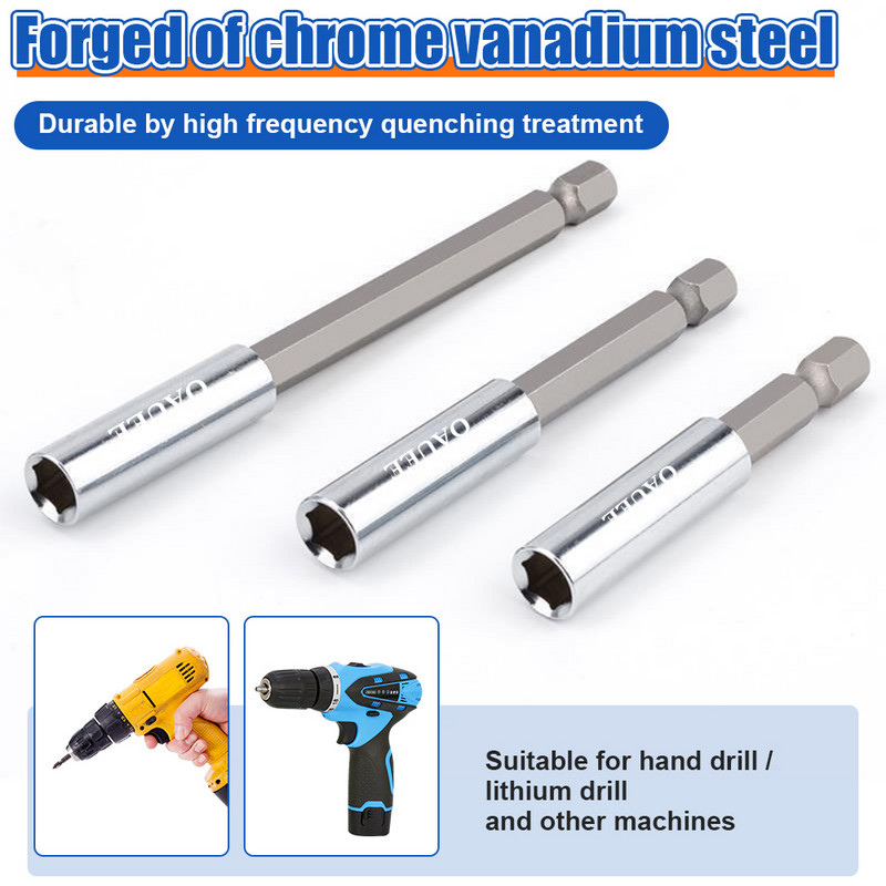 Kuuskantvarda varre kruvikeeraja pikendus 1/4" magnetiline kiirvahetuspikendus pika käepidemega kruvikeeraja otsiku hoidja käsitööriistade pesa