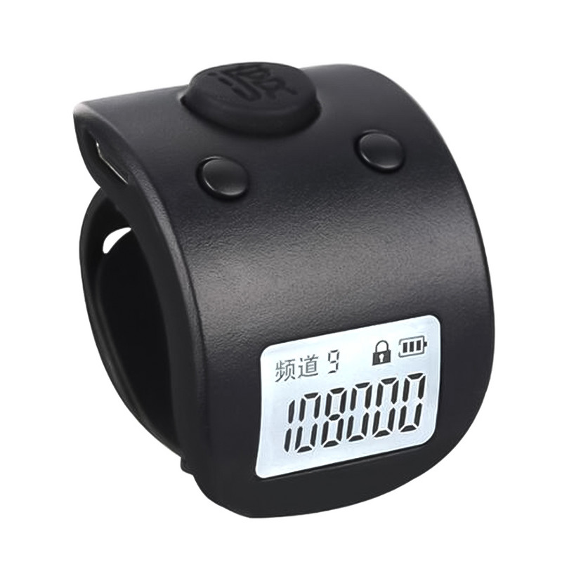 Mini daudzfunkciju digitālais LCD elektroniskais pirkstu gredzens ar roku saskaitīšanas skaitītājs 9 ciparu lūgšanu uzlādējams skaitītājs, 4 krāsu