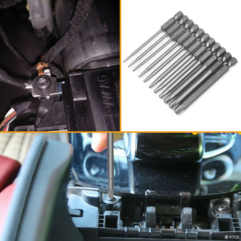 11 gab Torx uzgaļu komplekts Skrūvgrieža urbjmašīna Hex Torx magnētiskā pretdarbībā izturīga zvaigžņu uzgaļi T6-T40 skrūvgriežu uzgriežņu uzgaļu komplekts