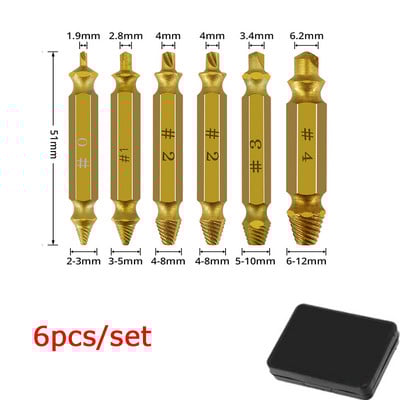 Set de burghie cu extractor de șuruburi deteriorat, 4/5/6 bucăți, extractor de șuruburi rupte, care scoate cu ușurință instrumentele de demolare