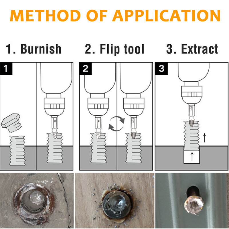 Set de burghie cu extractor de șuruburi deteriorat, 4/5/6 bucăți, extractor de șuruburi rupte, care scoate cu ușurință instrumentele de demolare