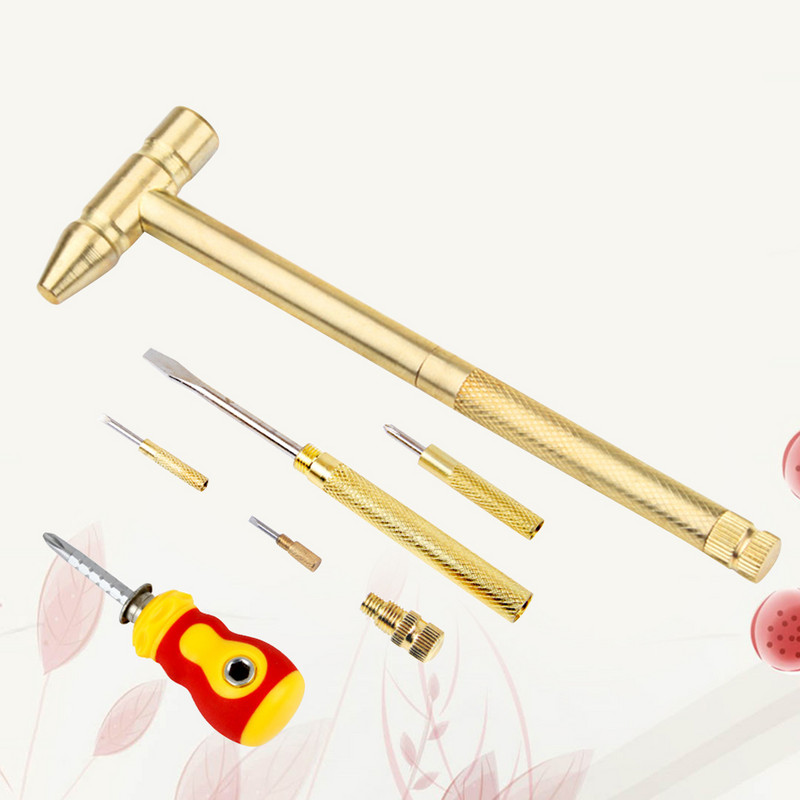 Mitmekülgne kruvikeeraja vasest käsitöötööriistad koduseks minihaamri mitmeotstarbelised kruvikeerajad