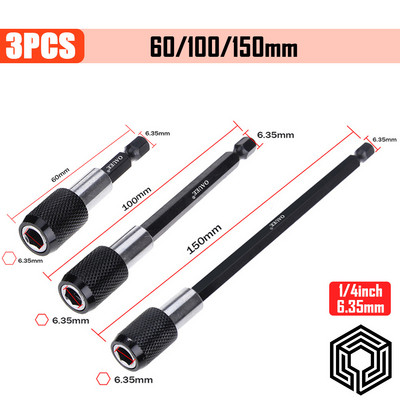 Cap de șurubelniță magnetică de burghiu electric cu eliberare rapidă cu tijă hexagonală de 1/4 inch cu instrument de mână pentru tijă de extensie pentru articulație reglabilă