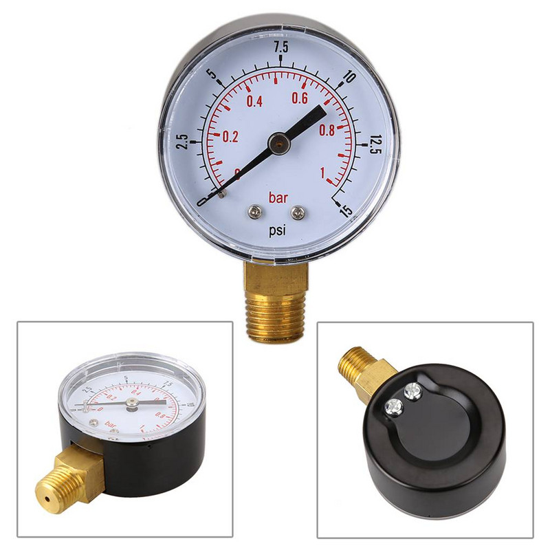 0-15psi 0-1bar BSPT 50mm Contor de presiune a apei montat pe filet Manometru pentru compresor de aer Manometru Tester