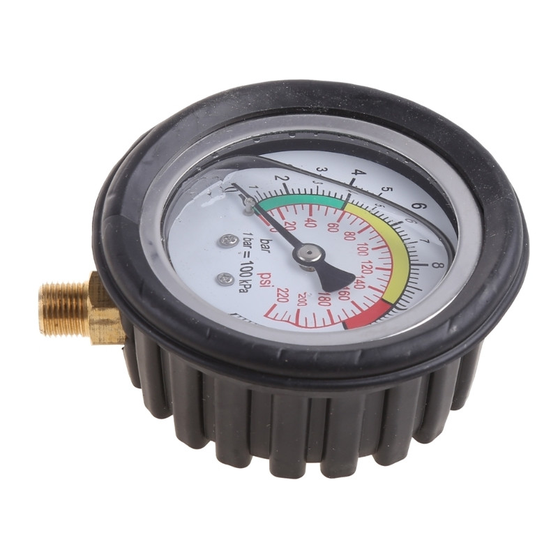 Manometra spiediena mērītāja apakšējais savienotājs un gumijas aizsargs, izšķirtspēja 0,1 bar automašīnu motociklam