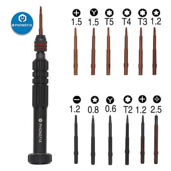 PHONEFIX 12 σε 1 Σετ κατσαβιδιών Torx Precision Bits Kit Επισκευή ανοιχτό κιτ κατσαβιδιού για iPhone X/11/12/13/14 Εργαλείο χειρός ρολογιού