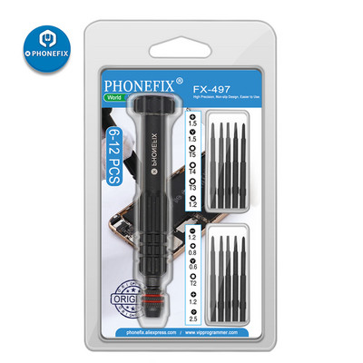 Комплект отвертки PHONEFIX 12 в 1 Torx Precision Bits Kit Repair Open Screwdriver Kit for iPhone X/11/12/13/14 Watch Hand Tool