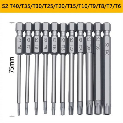 Set de biți de securitate 11/12 buc. Șurubelniță inviolabilă Burghie de șurubelniță Torx Cap plat 1/4" Biți de șurub hexagonal