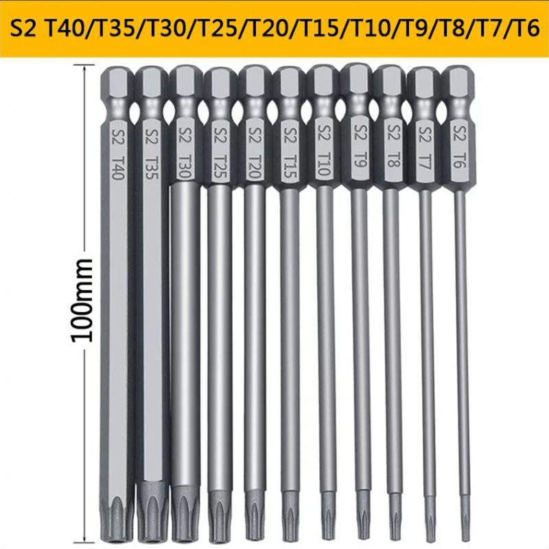 Set de biți de securitate 11/12 buc. Șurubelniță inviolabilă Burghie de șurubelniță Torx Cap plat 1/4" Biți de șurub hexagonal
