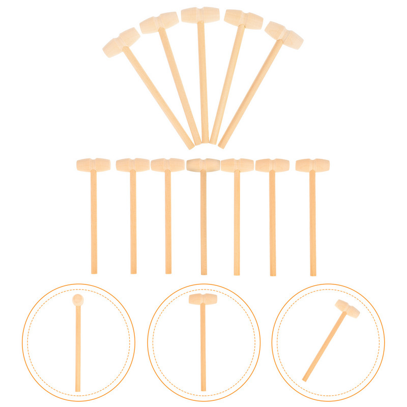 12 τμχ Ξύλινη σφύρα Ξύλινη σφύρα που χτυπάει σφυροκόπημα Εκπαιδευτικό για αστακό οστρακοειδή Μέγεθος θαλασσινών