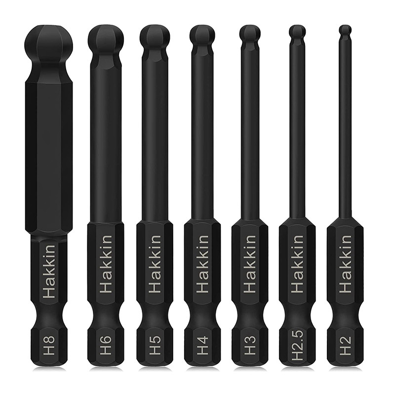 7 vnt. rutulinio galo atsuktuvo antgalis 65 mm ilgio metrinis šešiakampio rakto antgalių rinkinys 1/4 colio šešiabriaunis magnetinis šešiabriaunis šešiabriaunis veržliarakčio grąžtas