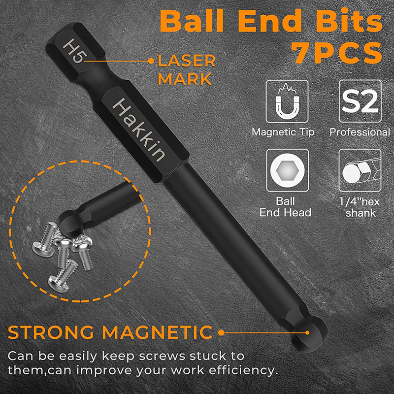 7 vnt. rutulinio galo atsuktuvo antgalis 65 mm ilgio metrinis šešiakampio rakto antgalių rinkinys 1/4 colio šešiabriaunis magnetinis šešiabriaunis šešiabriaunis veržliarakčio grąžtas