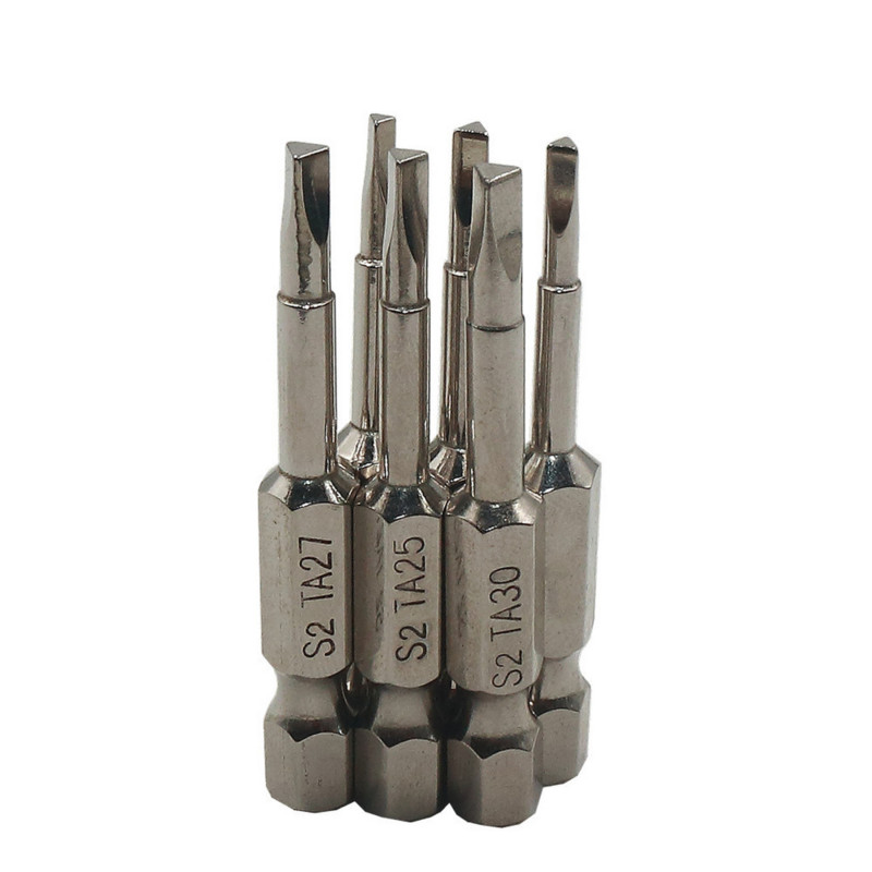 5 gab./komplektā Magnētiskās trīsstūra galvas skrūvgriežu uzgaļu komplekts 1/4" S2 tērauda pretslīdes sešstūra skrūvju aprīkojums Elektrisko elektroinstrumentu piederumi