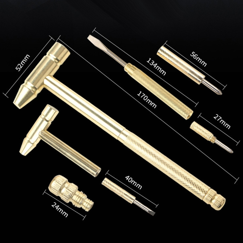 6 u 1 bakreni čekić Mali okrugli višenamjenski čekić odvijač