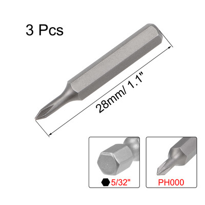 3 tk PH000 Phillipsi kruvikeeraja otsikud 5/32-tollise kuuskantvarrega ristkruvikeeraja otsikute komplekt 28mm S2 remondipea tööriistad набор отверток