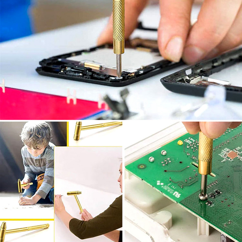 Többcélú zsebes rézkalapács kis méretű, hordozható praktikus szemüveg órajavító többfunkciós kalapács csavarhúzó