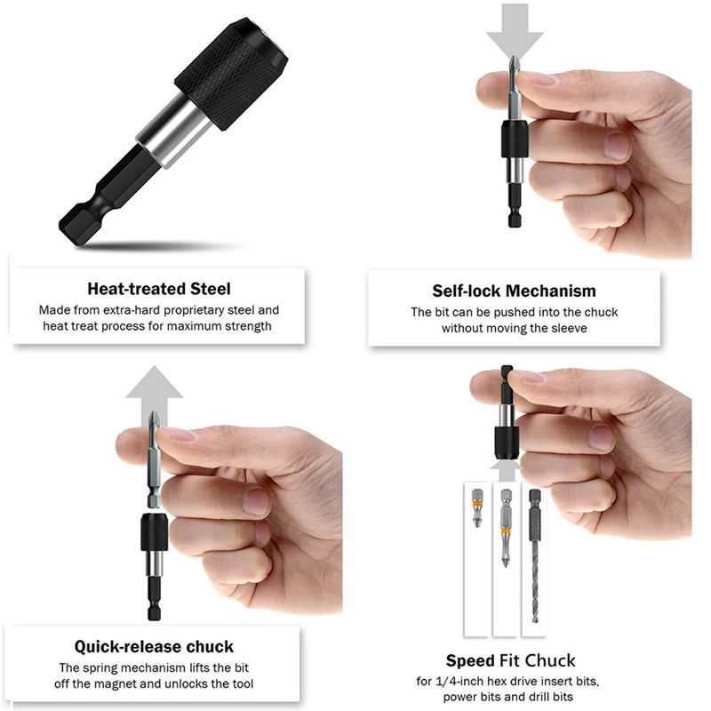 Kruvikeeraja otsaku hoidiku sügavus kuuskantvarre kruvikeeraja puurvarraste varda pikendus kiirvabastusega elektritööriistade tarvikud