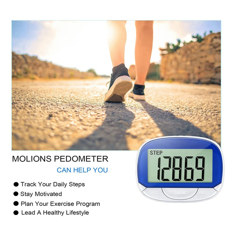 Βηματόμετρο HLZS-1Pcs Τρισδιάστατος μετρητής βημάτων για περπάτημα, φορητός μετρητής βημάτων, ακριβής μετρητής βημάτων με μεγάλη οθόνη