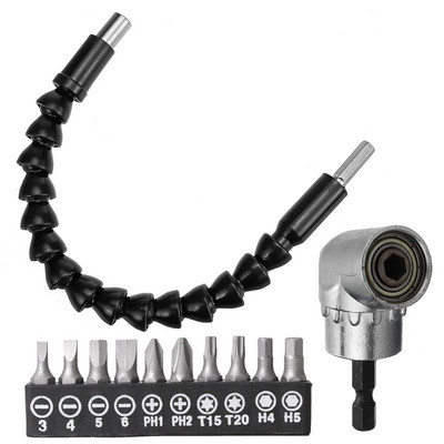 Univerzális, rugalmas 1/4`` hatlapú fúrószár hosszabbító készlet foglalat adapter átalakító markolat csavarhúzó derékszögű fúró rögzítőkészlet