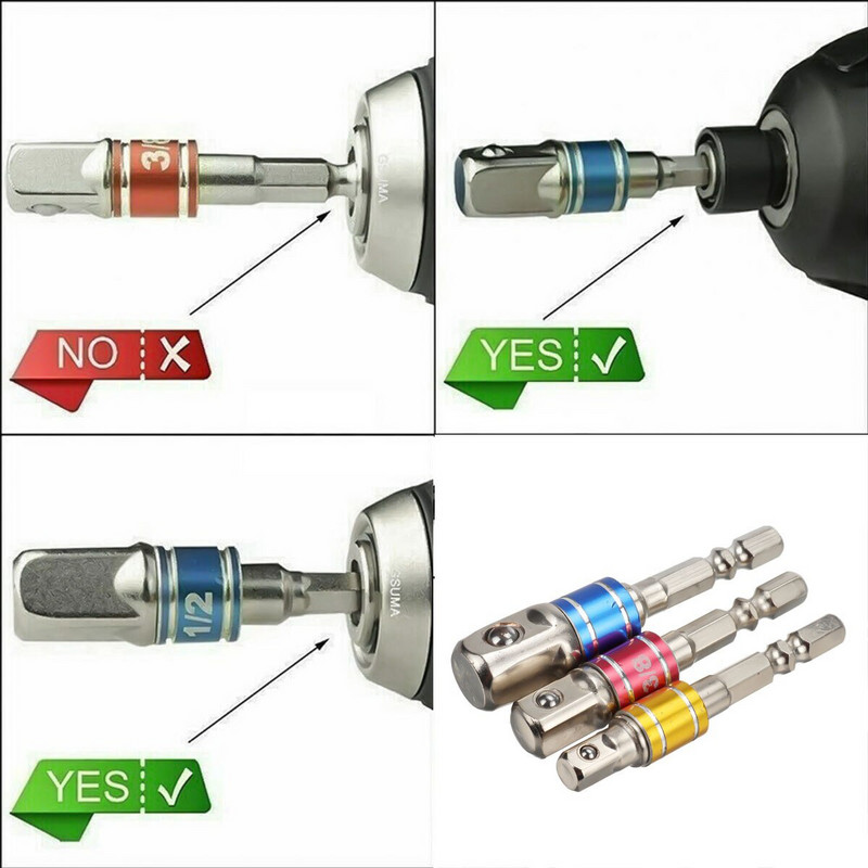 Univerzális, rugalmas 1/4`` hatlapú fúrószár hosszabbító készlet foglalat adapter átalakító markolat csavarhúzó derékszögű fúró rögzítőkészlet